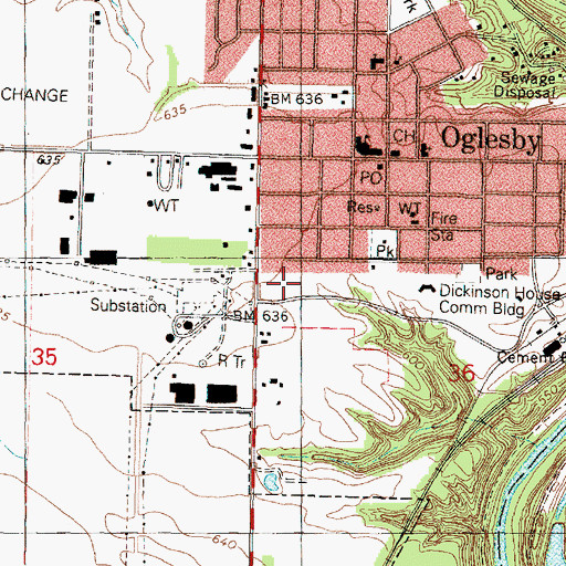 Topographic Map of Oglesby Fire Protection District, IL