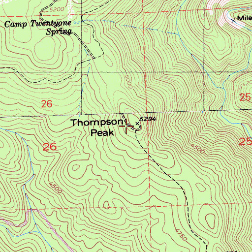 Topographic Map of Thompson Peak, CA