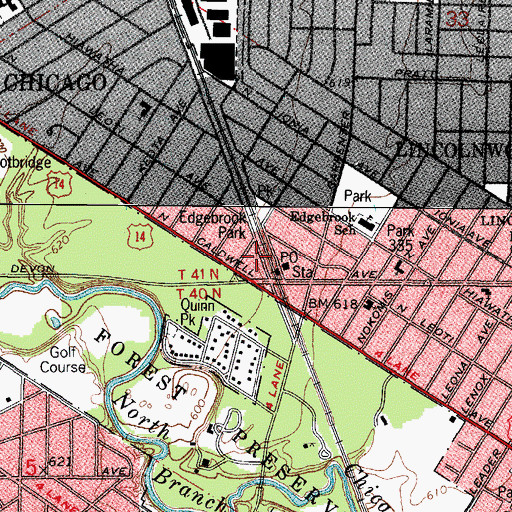 Topographic Map of Chicago Fire Department District 2 Station 79, IL