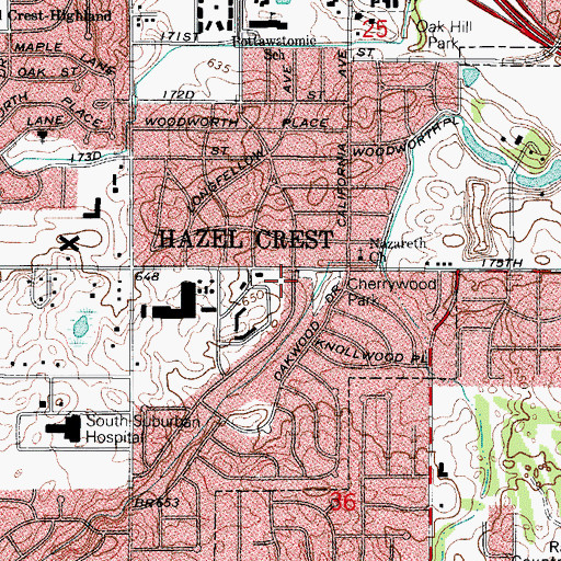 Topographic Map of Hazel Crest Department of Fire and Rescue Services Station 2, IL