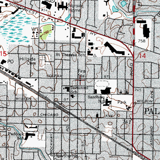Topographic Map of Palatine Fire Department Station 85, IL