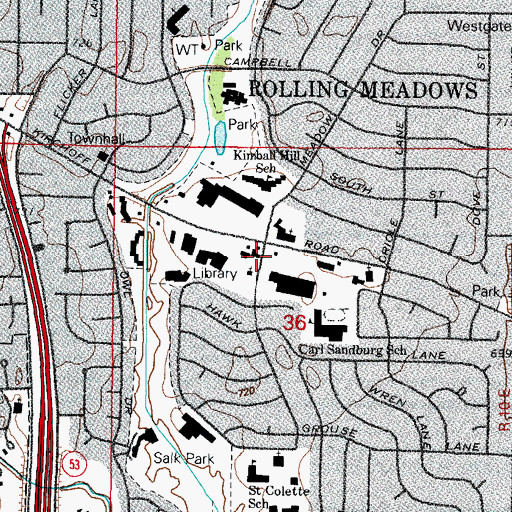 Topographic Map of Rolling Meadows Fire Department - Station 15, IL