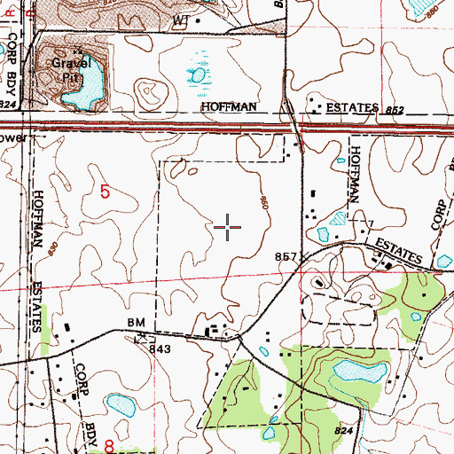 Topographic Map of Hoffman Estates Fire Department Station 24, IL