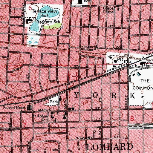 Topographic Map of Lombard Fire Department Station 1, IL