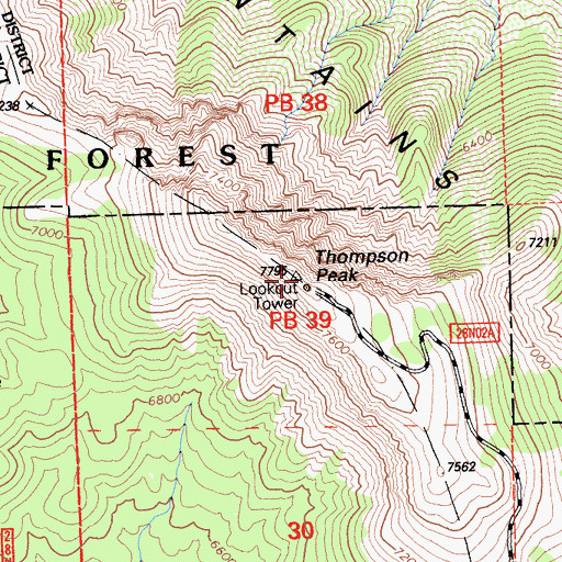 Topographic Map of Thompson Peak, CA