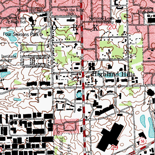 Topographic Map of Lombard Fire Department Station 2, IL