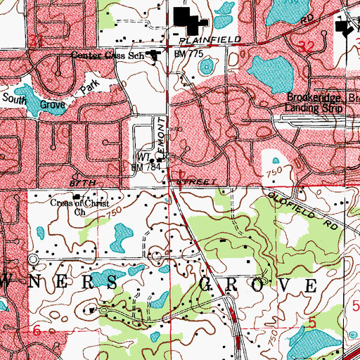 Topographic Map of Darien - Woodridge Fire Protection District Station 3, IL