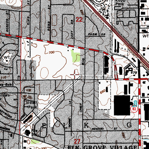 Topographic Map of Elk Grove Village Fire Department Station 8, IL