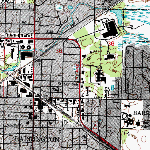 Topographic Map of Barrington Fire Department Station 1, IL