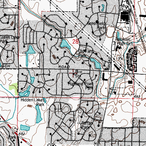 Topographic Map of Buffalo Grove Fire Department Station 26, IL