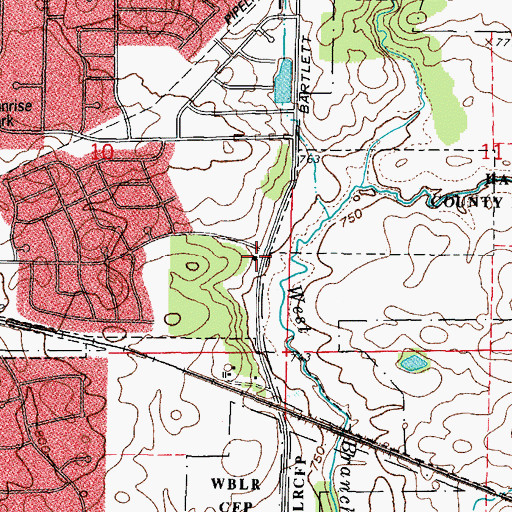 Topographic Map of Bartlett Fire Protection District Station 2, IL