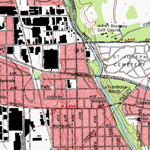 Topographic Map of Franklin Park Fire Department Station 3, IL
