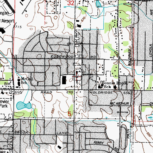Topographic Map of Beach Park Fire Department, IL