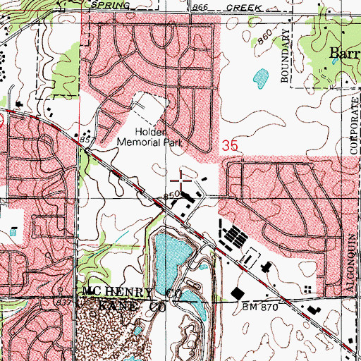 Topographic Map of Algonquin Lake in the Hills Fire Department Station 3, IL