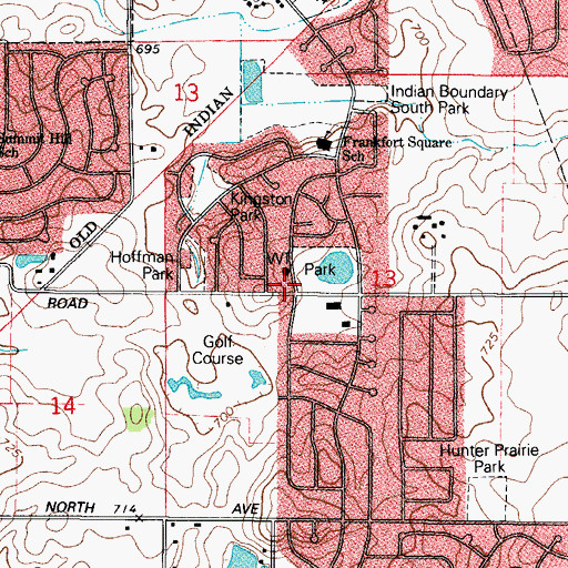 Topographic Map of Frankfort Fire Protection District Station 2, IL