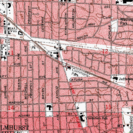 Topographic Map of Elmhurst Fire Department Station 2, IL