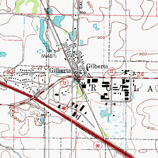 Topographic Map of Rutland Dundee Fire Protection District Station 1, IL