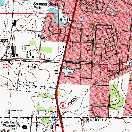 Topographic Map of Warrenville Fire Protection District Station 2, IL