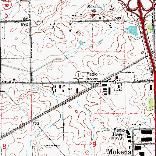 Topographic Map of Mokena Fire Protection District Station 2, IL