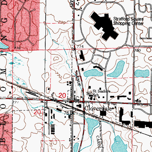 Topographic Map of Bloomingdale Fire Protection District Station 23, IL