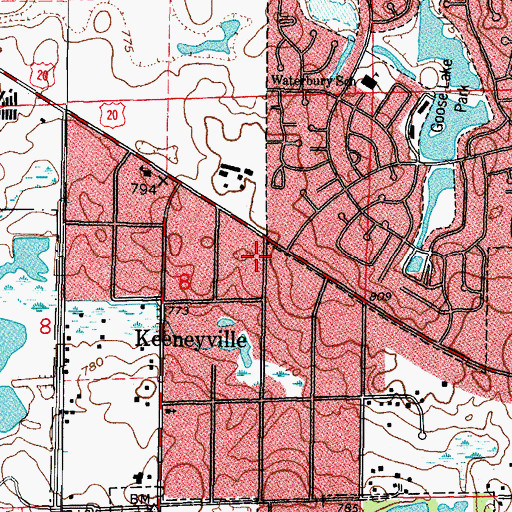 Topographic Map of Bloomingdale Fire Protection District Station 22, IL