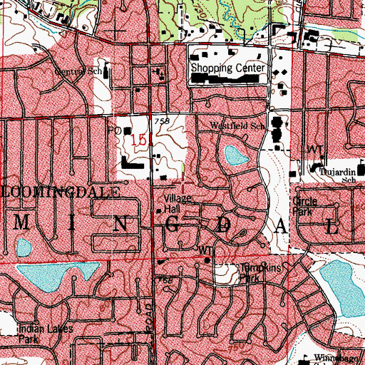 Topographic Map of Bloomingdale Fire Protection District 1 Station 21, IL