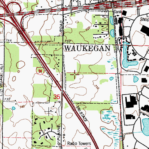 Topographic Map of Waukegan Fire Department Station 2, IL