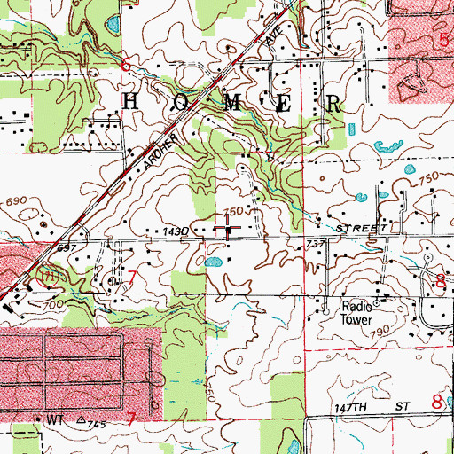 Topographic Map of Northwest Homer Fire Protection District Station 1, IL