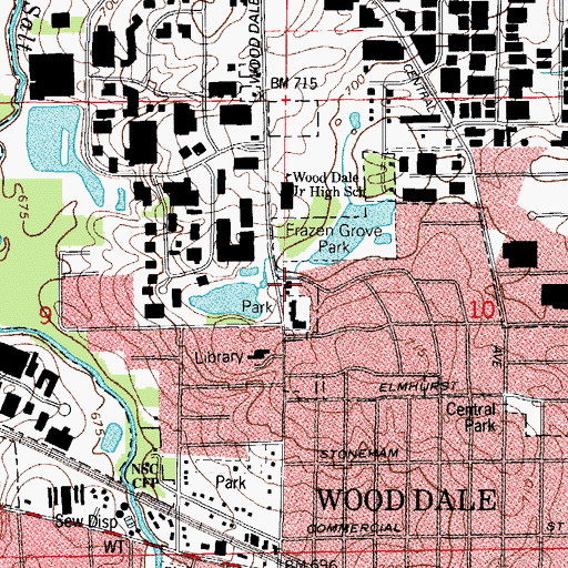 Topographic Map of Wood Dale Fire Protection District Station 2, IL