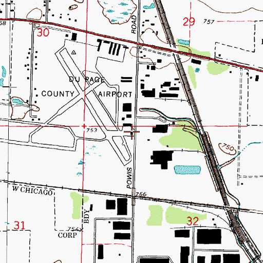 Topographic Map of West Chicago Fire Protection District Station 2, IL