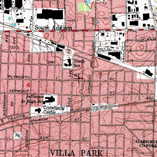 Topographic Map of Villa Park Fire Department Station 82, IL