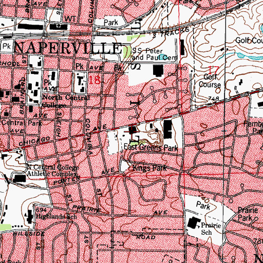 Topographic Map of Naperville Fire Department Station 1, IL