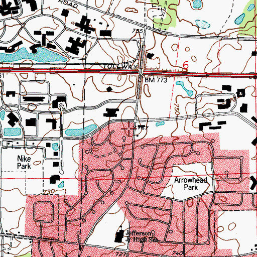 Topographic Map of Naperville Fire Department Station 3, IL