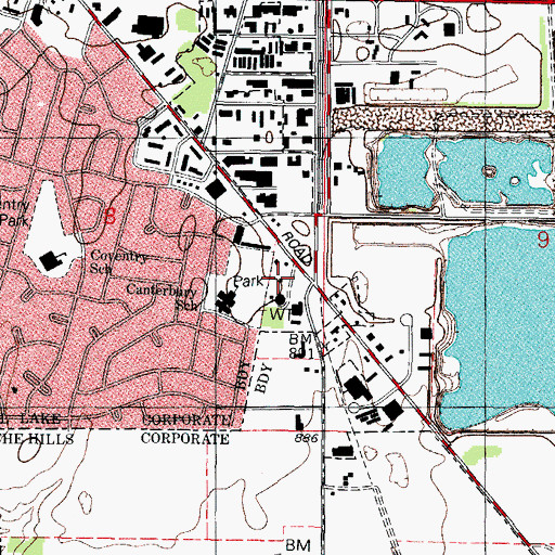 Topographic Map of Crystal Lake Fire Rescue Department Station 3, IL