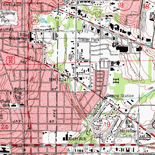 Topographic Map of Elgin Fire Department Station 5, IL