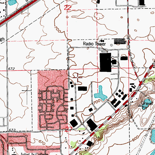 Topographic Map of Romeoville Fire Department Station 2, IL