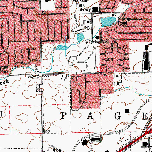 Topographic Map of Bolingbrook Fire Department Station 2, IL