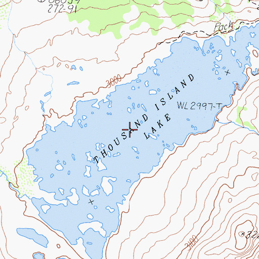 Topographic Map of Thousand Island Lake, CA