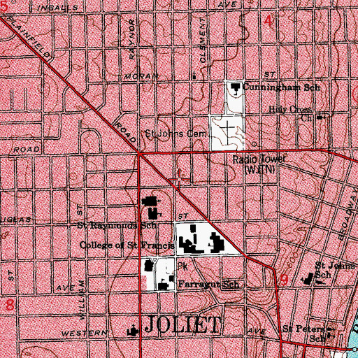 Topographic Map of Joliet Fire Department Station 5, IL