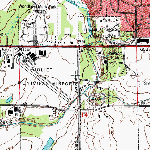 Topographic Map of Joliet Fire Department Station 7, IL