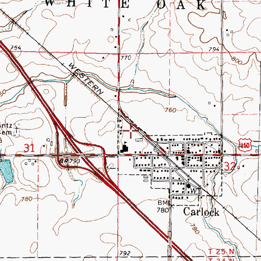 Topographic Map of Carlock Fire Protection District, IL