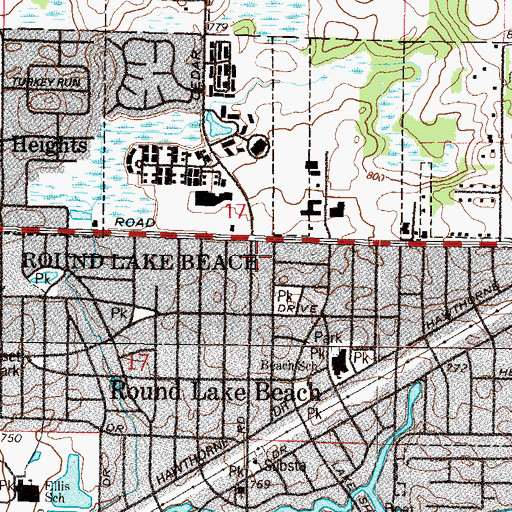 Topographic Map of Greater Round Lake Fire Protection District Station 2, IL