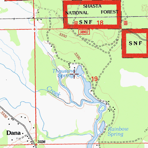 Topographic Map of Thousand Springs, CA
