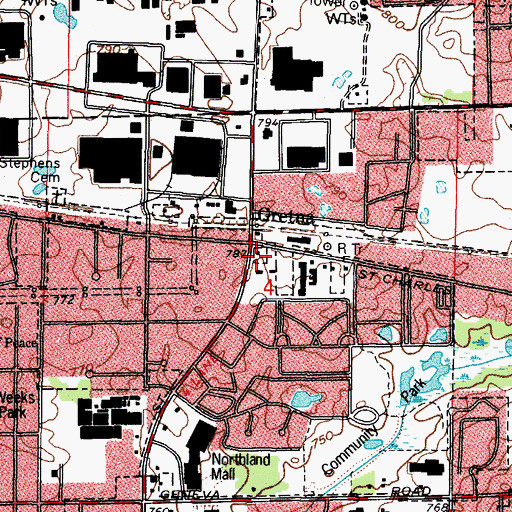Topographic Map of Carol Stream Fire District Station 29, IL
