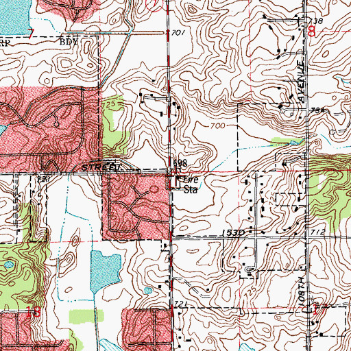 Topographic Map of Orland Fire Protection District Station 3, IL