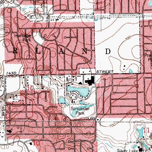 Topographic Map of Orland Fire Protection District Station 5, IL