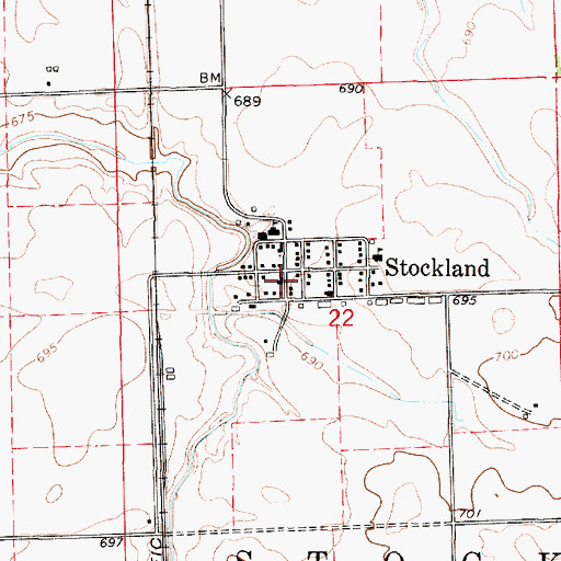 Topographic Map of Stockland Fire Protection District, IL