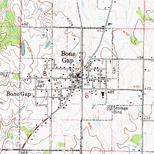 Topographic Map of Bone Gap Rural Fire Protection District, IL