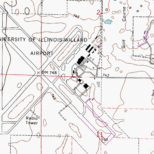 Topographic Map of Willard Airport Fire Department, IL
