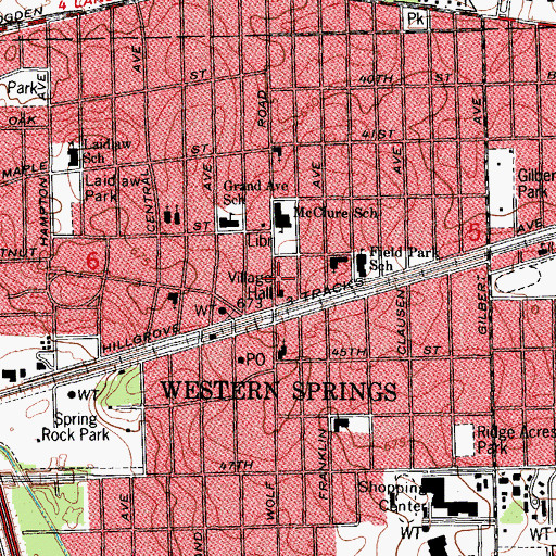 Topographic Map of Western Springs Fire Department, IL
